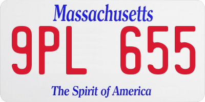MA license plate 9PL655