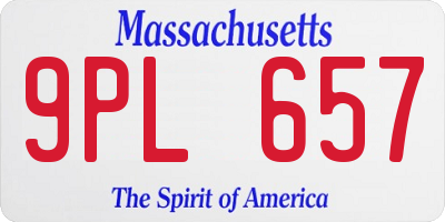 MA license plate 9PL657