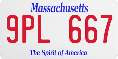MA license plate 9PL667