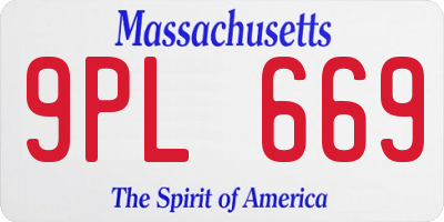 MA license plate 9PL669