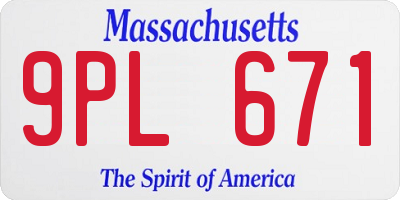 MA license plate 9PL671