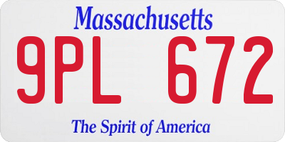 MA license plate 9PL672