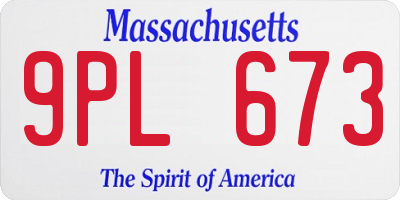 MA license plate 9PL673
