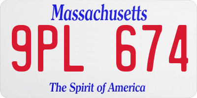 MA license plate 9PL674