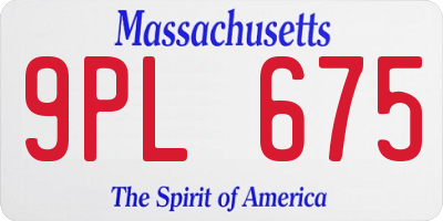 MA license plate 9PL675
