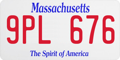 MA license plate 9PL676