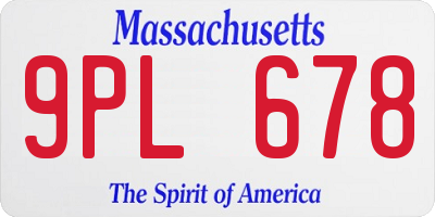 MA license plate 9PL678