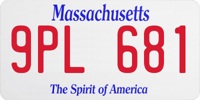 MA license plate 9PL681