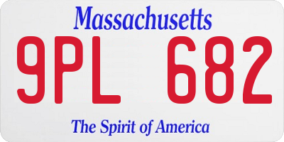 MA license plate 9PL682