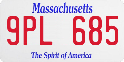 MA license plate 9PL685