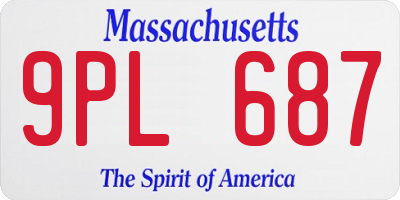 MA license plate 9PL687