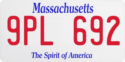 MA license plate 9PL692