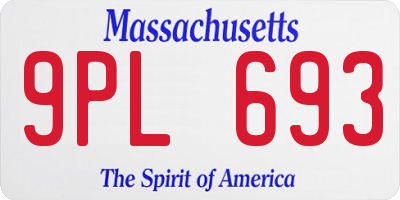 MA license plate 9PL693