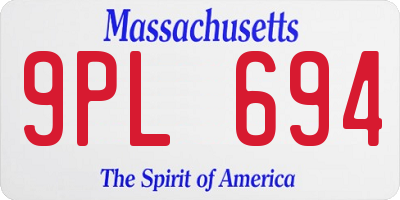 MA license plate 9PL694