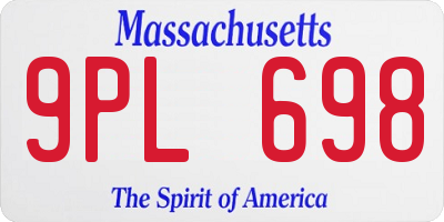 MA license plate 9PL698