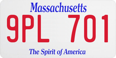MA license plate 9PL701