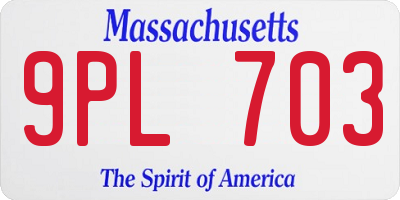 MA license plate 9PL703