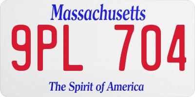 MA license plate 9PL704