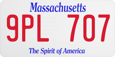 MA license plate 9PL707