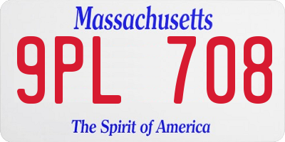 MA license plate 9PL708