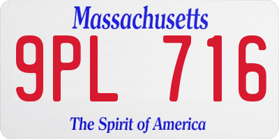 MA license plate 9PL716