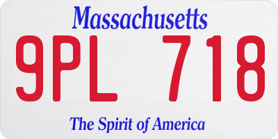 MA license plate 9PL718