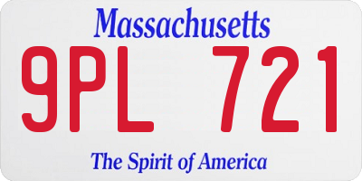 MA license plate 9PL721