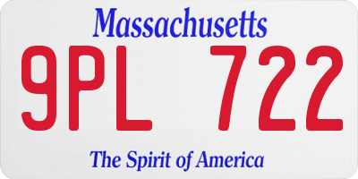 MA license plate 9PL722