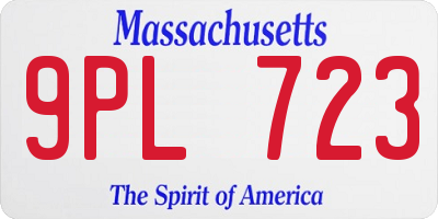 MA license plate 9PL723
