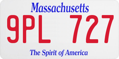 MA license plate 9PL727