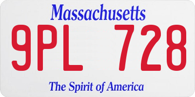 MA license plate 9PL728