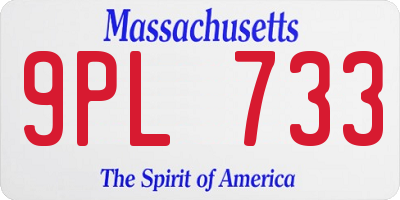 MA license plate 9PL733