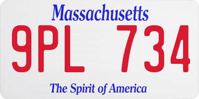 MA license plate 9PL734