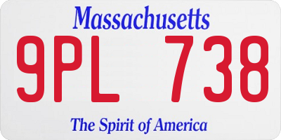 MA license plate 9PL738