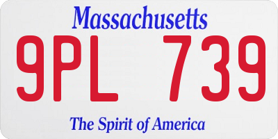 MA license plate 9PL739