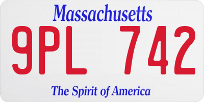 MA license plate 9PL742
