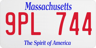 MA license plate 9PL744