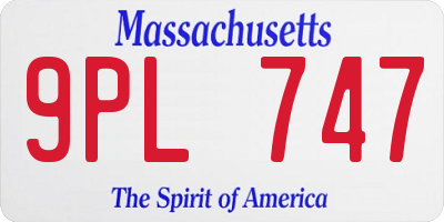 MA license plate 9PL747