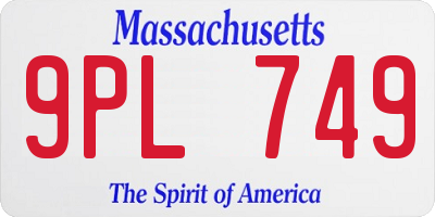 MA license plate 9PL749
