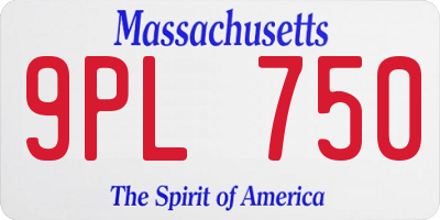 MA license plate 9PL750