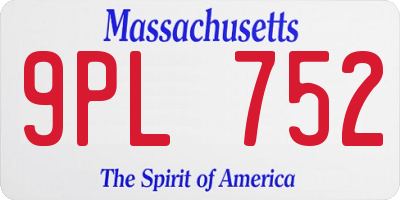 MA license plate 9PL752