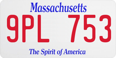MA license plate 9PL753