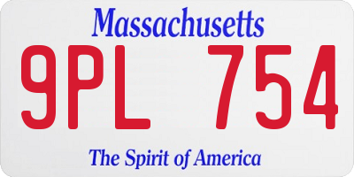MA license plate 9PL754