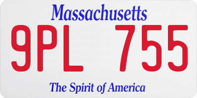 MA license plate 9PL755