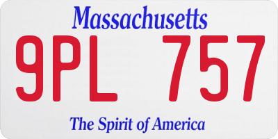 MA license plate 9PL757