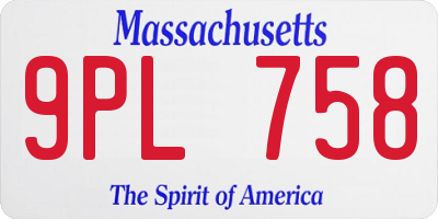 MA license plate 9PL758