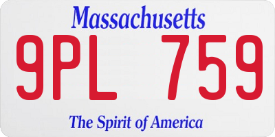 MA license plate 9PL759