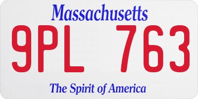 MA license plate 9PL763