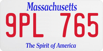 MA license plate 9PL765