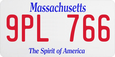 MA license plate 9PL766